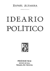 Portada:Ideario político / Rafael Altamira