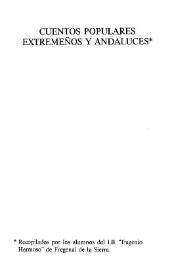 Cuentos populares extremeños y andaluces / recopilados por los alumnos del I.B. "Eugenio Hermoso" de Fregenal de la Sierra | Biblioteca Virtual Miguel de Cervantes
