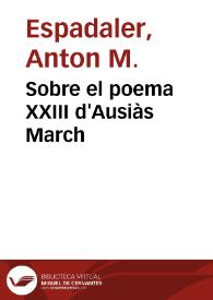 Portada:Sobre el poema XXIII d'Ausiàs March