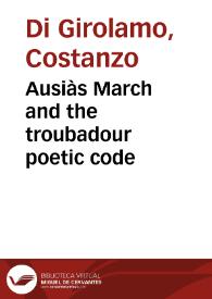 Ausiàs March and the troubadour poetic code | Biblioteca Virtual Miguel de Cervantes