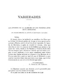 Portada:Los Informes de la Academia en los primeros años de su existencia. Del primer Director D. Agustín de Montiano y Luyando / D. Sebastián del Castillo