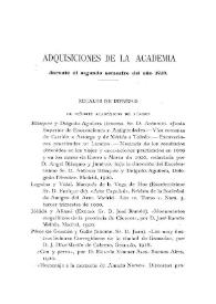 Portada:Adquisiciones de la Academia durante el segundo semestre del año 1920