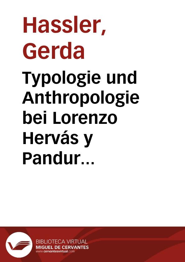 Typologie und Anthropologie bei Lorenzo Hervás y Panduro / Gerda Hassler | Biblioteca Virtual Miguel de Cervantes