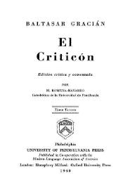 El Criticón. Tomo Tercero / Baltasar Gracián; edición crítica y comentada por M. Romera-Navarro | Biblioteca Virtual Miguel de Cervantes