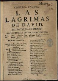 Comedia famosa, Las lagrimas de David / del doctor Felipe Godinez | Biblioteca Virtual Miguel de Cervantes