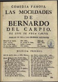Comedia famosa, Las mocedades de Bernardo del Carpio / de Lope de Vega Carpio | Biblioteca Virtual Miguel de Cervantes