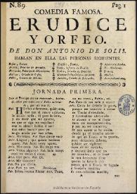 Portada:Erudice y Orfeo [1765] / de don Antonio de Solis