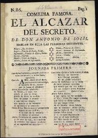 Portada:El alcazar del secreto [1765] / de don Antonio de Solis