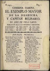 Portada:El exemplo mayor de la desdicha y capitan Belisario / de Lope de Vega Carpio