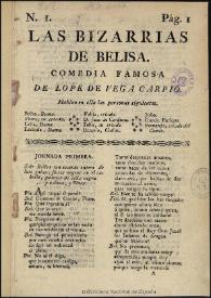 Portada:Las bizarrias de Belisa : comedia famosa / de Lope de Vega Carpio
