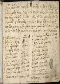 Portada:Tabla de los tonos que contiene este libro puestos en zifra de Arpa, todos los quales, tienen sus coplas con secutibas aellos, debaxo de la zifras, como sebera por los folios siguientes, notiene este Libro pasacalles, ni tañidos, porque de ellos ay Libro aparte; y este solo es de tonos, adbirtiendo que despues delos que estan en zifra entran muchas coplas de distintos tonos y otras muchas curiosidades que seberan en el por los folios a que estan sentados