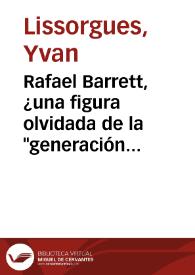Portada:Rafael Barrett, ¿una figura olvidada de la \"generación del 98\"? / Yvan Lissorgues