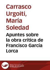 Apuntes sobre la obra crítica de Francisco García Lorca / M.S.C.U. | Biblioteca Virtual Miguel de Cervantes
