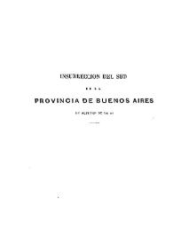 Portada:Insurrección del sud de la Provincia de Buenos Aires en octubre de 1839 [1870] / Esteban Echeverría
