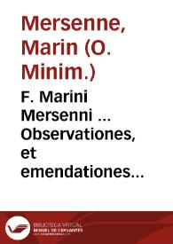 Portada:F. Marini Mersenni ... Observationes, et emendationes ad Francisci Georgii veneti problemata ; in hoc opere Cabala evertitur