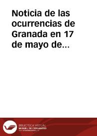 Portada:Noticia de las ocurrencias de Granada en 17 de mayo de 1814