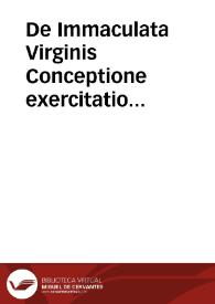 Portada:De Immaculata Virginis Conceptione exercitatio...