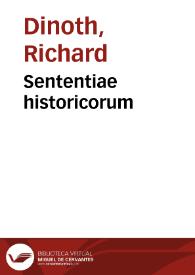 Portada:Sententiae historicorum / per Richardum Dinothum Normannum Constantinatem collectae