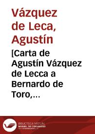 Portada:[Carta de Agustín Vázquez de Lecca a Bernardo de Toro, Madrid 29-07-1622].