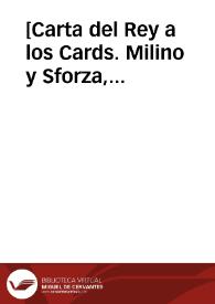 Portada:[Carta del Rey a los Cards. Milino y Sforza, 10-10-1616]