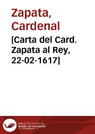 Portada:[Carta del Card. Zapata al Rey, 22-02-1617]
