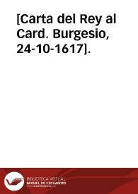 Portada:[Carta del Rey al Card. Burgesio, 24-10-1617].