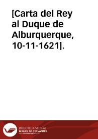Portada:[Carta del Rey al Duque de Alburquerque, 10-11-1621].