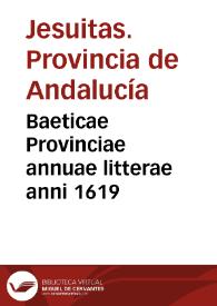 Portada:Baeticae Provinciae annuae litterae anni 1619