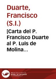 Portada:[Carta del P. Francisco Duarte al P. Luis de Molina (Quenca)].