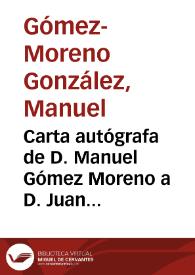 Portada:Carta autógrafa de D. Manuel Gómez Moreno a D. Juan Facundo Riaño, Granada 10-10-1884, sobre el Arco de Bibarrambla