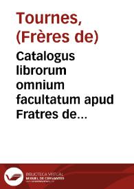Portada:Catalogus librorum omnium facultatum apud Fratres de Tournes bibliopolas venales prostantium MDCCLVII