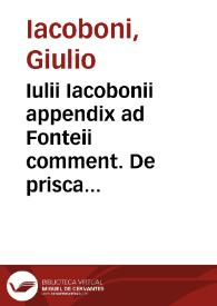 Portada:Iulii Iacobonii appendix ad Fonteii comment. De prisca Caesiorum gente...