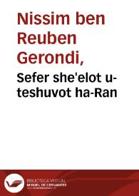 Portada:Sefer she'elot u-teshuvot ha-Ran / Nissim ben Reuben Gerondi