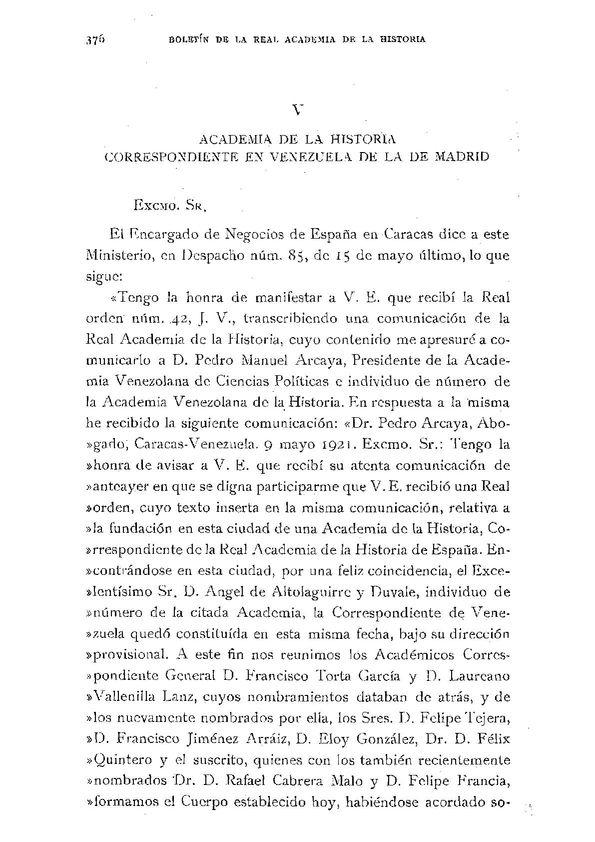 Academia de la Historia Correspondiente en Venezuela de la de Madrid / Emilio de Palacios | Biblioteca Virtual Miguel de Cervantes