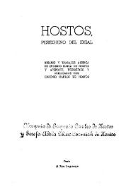 Portada:Peregrino del ideal: ideario y trabajos acerca de Eugenio María de Hostos y apéndice / recogidos y publicados por Eugenio Carlos de Hostos