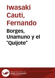 Portada:Borges, Unamuno y el "Quijote" / Fernando Iwasaki