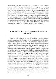 Portada:La polémica entre Sarmiento y Alberdi (1852-1853) / Graciela Mantaras Loedel