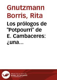 Los prólogos de "Potpourri" de E. Cambaceres: ¿una poética? / Rita Gnutzmann | Biblioteca Virtual Miguel de Cervantes