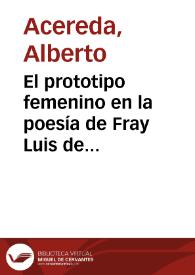 Portada:El prototipo femenino en la poesía de Fray Luis de León / Alberto Acereda