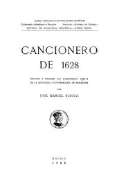 Portada:Cancionero de 1628 / edición y estudio del Cancionero 250-2 de la Biblioteca Universitaria de Zaragoza por José Manuel Blecua