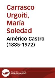 Portada:Américo Castro (1885-1972)