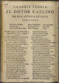 Portada:El doctor Carlino [1681] / de Don Antonio de Solís