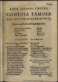 Amor, ingenio, y muger ... / del doctor Mira de Mescua | Biblioteca Virtual Miguel de Cervantes