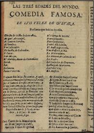 Portada:Las tres edades del mundo / de Luis Velez de Guevara