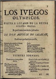 Portada:Los iuegos olympicos / de Don Agustin de Salazar