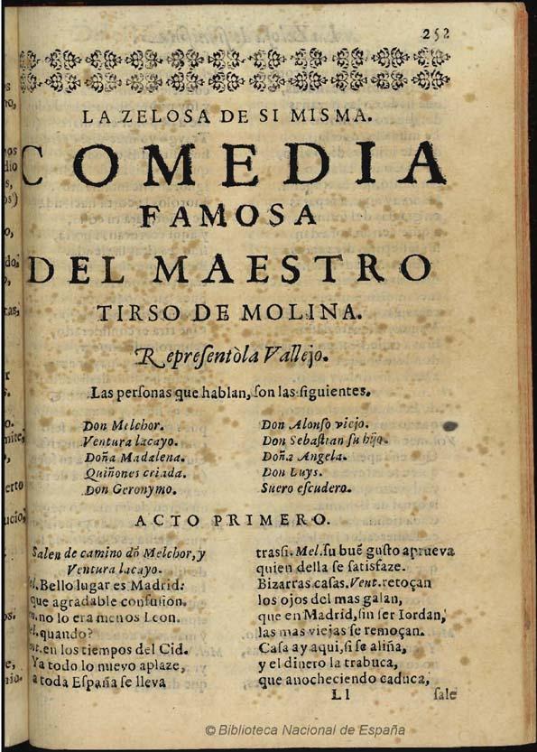 La zelosa de si misma / del Maestro Tirso de Molina | Biblioteca Virtual Miguel de Cervantes
