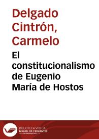 Portada:El constitucionalismo de Eugenio María de Hostos