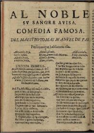 Al noble su sangre avisa / del maestro Thomas Manuel de Paz | Biblioteca Virtual Miguel de Cervantes