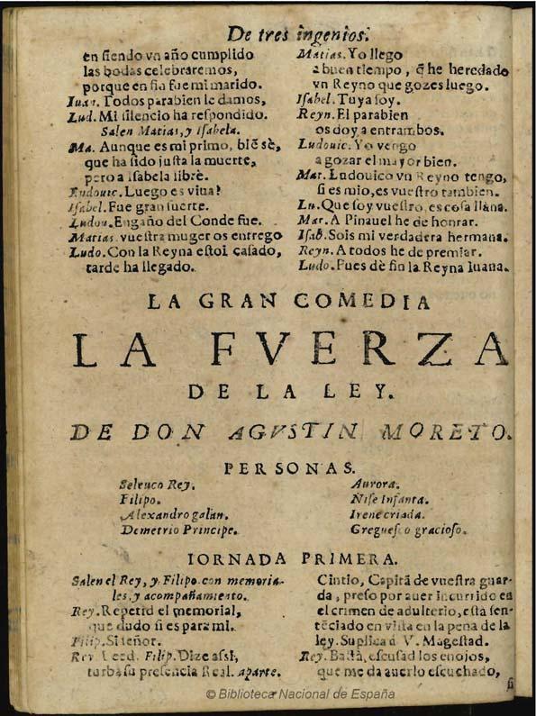 La fuerza de la ley / de Don Agustin Moreto | Biblioteca Virtual Miguel de Cervantes