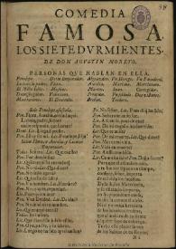 Los siete durmientes o Los más dichosos hermanos  / de Agustín Moreto ; texto base de Míriam Martínez Gutiérrez | Biblioteca Virtual Miguel de Cervantes